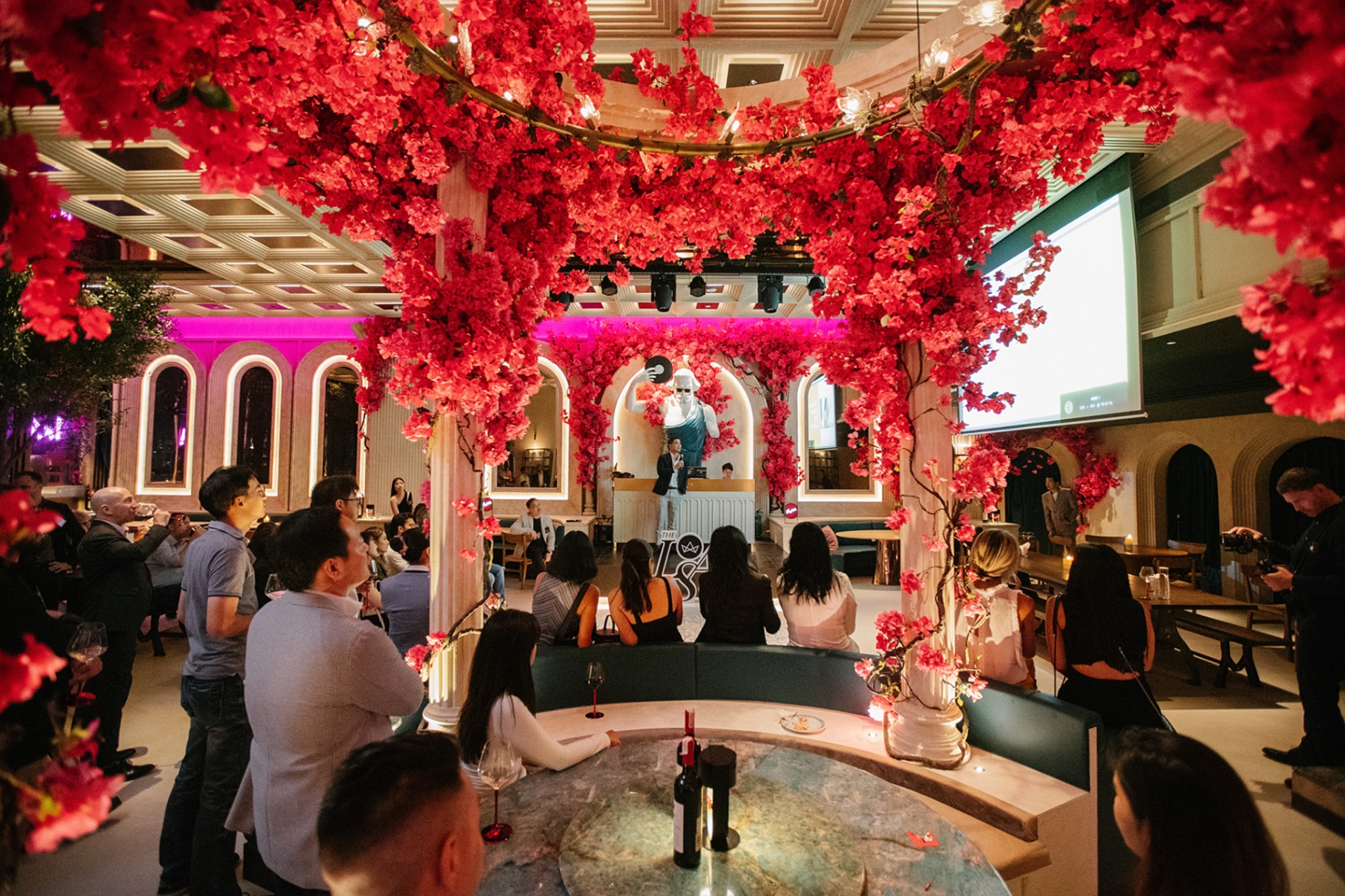 Corporate event night under bougainvillea at Aesops Bangkok