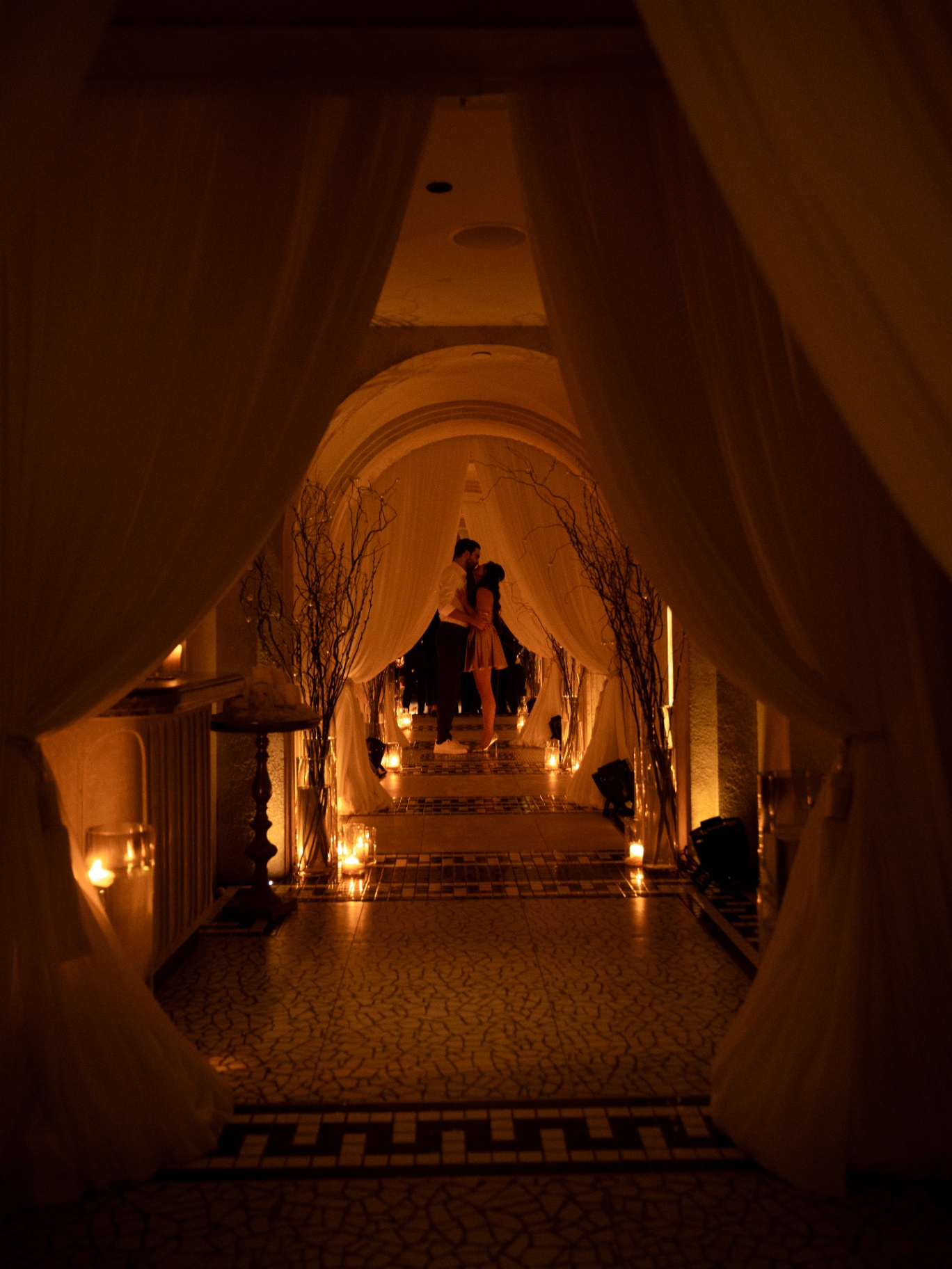 Candle-lit corridor at Aesops