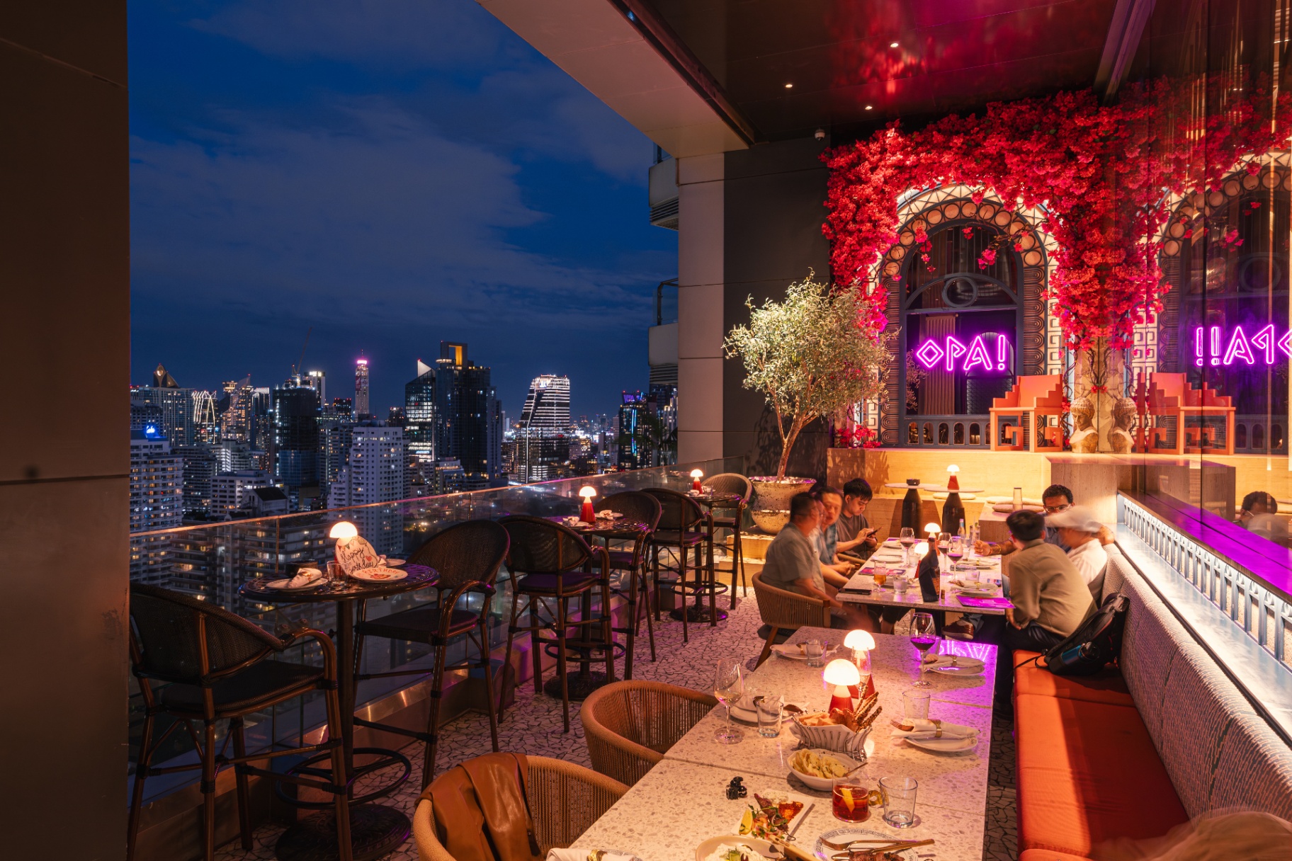 Bangkok skyline from the terrace after dark